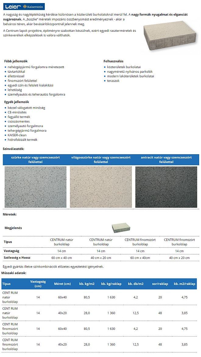 Leier Centrum burkolólap