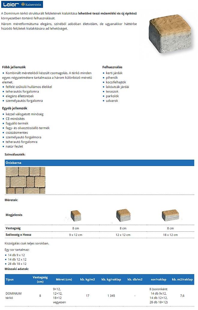 Leier Dominium térkő