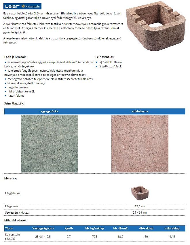 Leier Kaierstein rézsükő