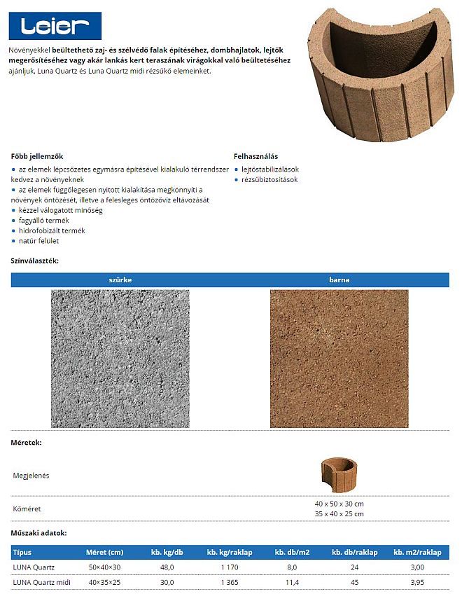 Leier Luna rézsükő